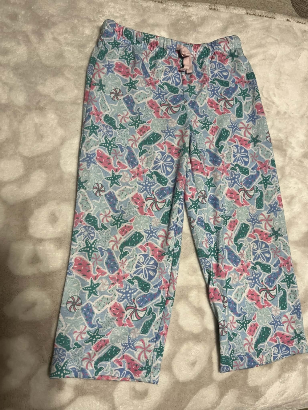 Vineyard Vines Girls' Teal, Pink & Blue Sea Life Pajama Pants